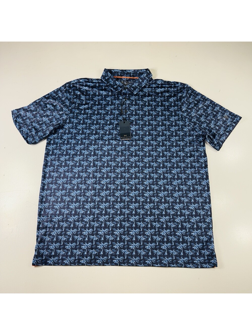 Maelreg Performance Polo Navy Blue Palm Tree All Over Men’s Size XXL Brand New